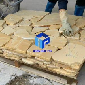 Đá rối vàng, đá chẻ vàng ốp tường