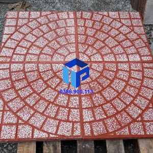 Gạch Lát Vỉa Hè 40x40 Terrazzo Cánh Quạt Đỏ