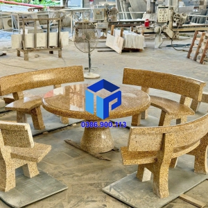 BÀN GHẾ ĐÁ TỰ NHIÊN SÂN VƯỜN 