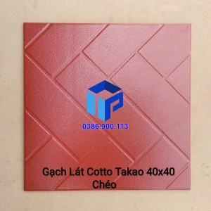 Gạch lát 40×40cm màu đỏ định hình chéo TaKao