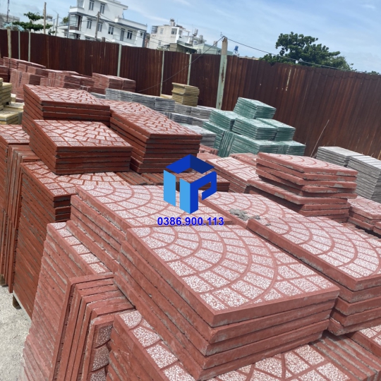 Gạch Lát Vỉa Hè 40x40 Terrazzo Cánh Quạt Đỏ