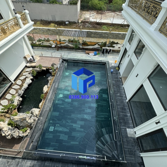 Đá sọc dưa đen vân lát hồ bơi 3060