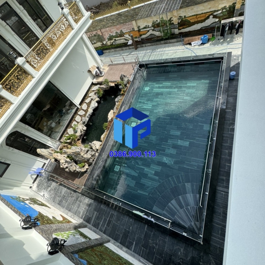 Đá sọc dưa đen vân lát hồ bơi 3060