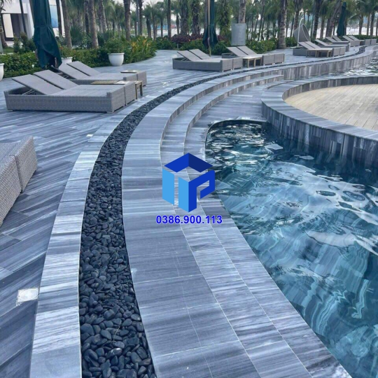 Đá sọc dưa đen vân lát hồ bơi 3060
