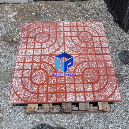 Gạch Vỉa Hè 40x40 Terrazzo Mắt Nai Đỏ