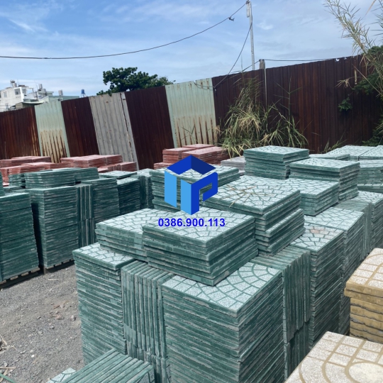 Gạch Lát Vỉa Hè 40x40 Terrazzo Cánh Quạt Xanh