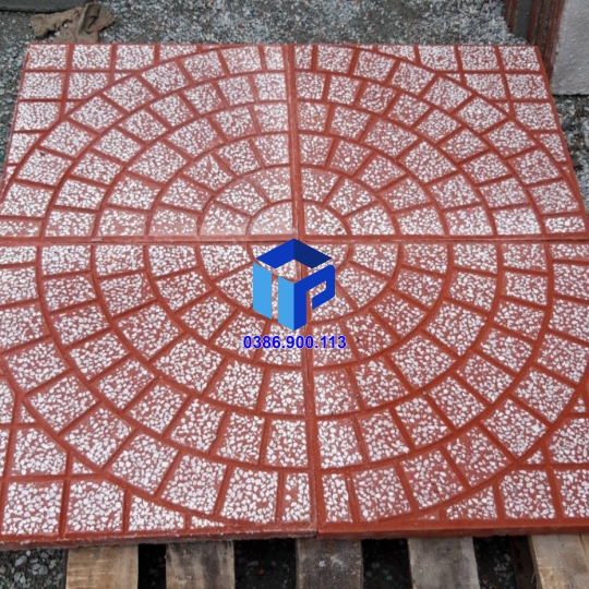 Gạch Lát Vỉa Hè 40x40 Terrazzo Cánh Quạt Đỏ