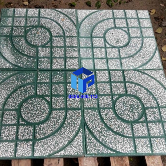 Gạch Vỉa Hè 40x40 Terrazzo Mắt Nai Xanh